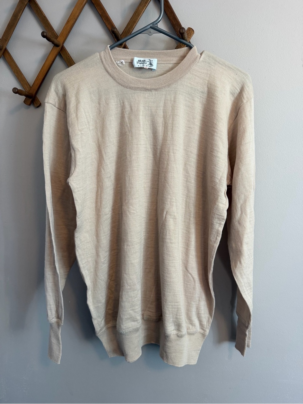 Vintage Fenghuang Pure New Wool Beige Base Layer Sweater M
